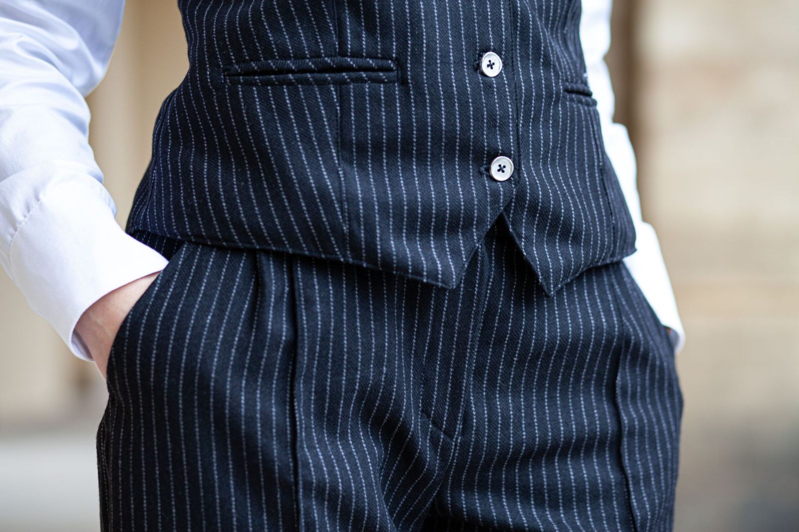 Nadelstreifen Anzug , Nadelsteifen Weste, Pinstripe Weste, 3 Teiler